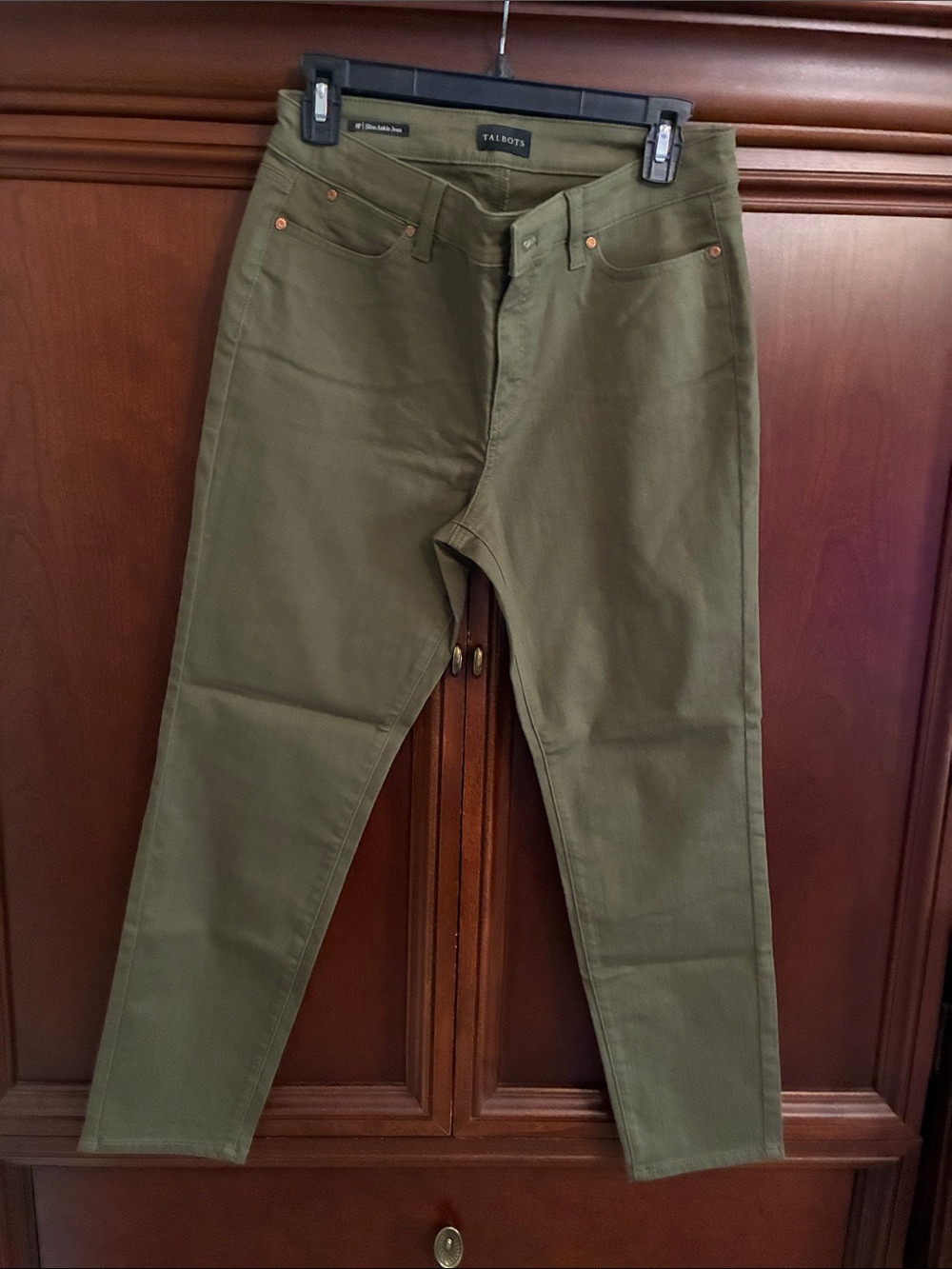 Talbots women, Olive Green Jeans slim ankle 8P